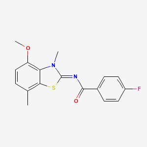 4-fluoro-N-[(2Z)-4-methoxy-3,7-dimethyl-2,3-dihydro-1,3-benzothiazol-2-ylidene]benzamide