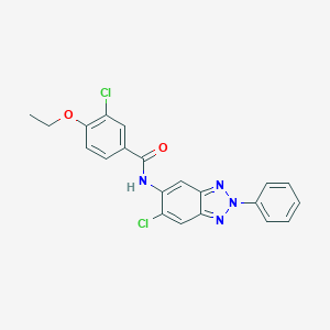 molecular formula C21H16Cl2N4O2 B244777 3-chloro-N-(6-chloro-2-phenyl-2H-benzotriazol-5-yl)-4-ethoxybenzamide 
