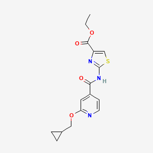 molecular formula C16H17N3O4S B2447773 Ethyl 2-(2-(cyclopropylmethoxy)isonicotinamido)thiazole-4-carboxylate CAS No. 2034244-93-2