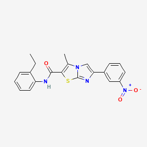 molecular formula C21H18N4O3S B2447775 N-(2-乙基苯基)-3-甲基-6-(3-硝基苯基)咪唑并[2,1-b]噻唑-2-甲酰胺 CAS No. 1005302-79-3