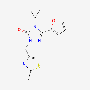 molecular formula C14H14N4O2S B2447777 4-环丙基-3-(呋喃-2-基)-1-((2-甲基噻唑-4-基)甲基)-1H-1,2,4-三唑-5(4H)-酮 CAS No. 1797957-54-0