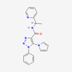 molecular formula C20H18N6O B2447778 1-苯基-N-(1-吡啶-2-基乙基)-5-(1H-吡咯-1-基)-1H-1,2,3-三唑-4-羧酰胺 CAS No. 1798673-02-5