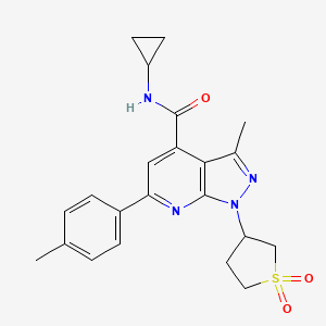 molecular formula C22H24N4O3S B2447780 N-cyclopropyl-1-(1,1-dioxidotetrahydrothiophen-3-yl)-3-methyl-6-(p-tolyl)-1H-pyrazolo[3,4-b]pyridine-4-carboxamide CAS No. 1021250-19-0