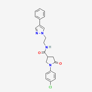 molecular formula C22H21ClN4O2 B2447781 1-(4-氯苯基)-5-氧代-N-(2-(4-苯基-1H-吡唑-1-基)乙基)吡咯烷-3-甲酰胺 CAS No. 2034512-22-4