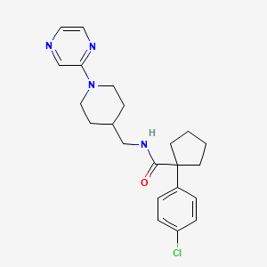 molecular formula C22H27ClN4O B2447782 1-(4-chlorophenyl)-N-((1-(pyrazin-2-yl)piperidin-4-yl)methyl)cyclopentanecarboxamide CAS No. 1396884-65-3