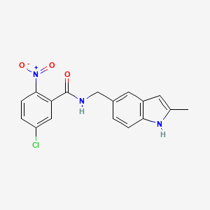 molecular formula C17H14ClN3O3 B2447783 5-chloro-N-[(2-methyl-1H-indol-5-yl)methyl]-2-nitrobenzamide CAS No. 863001-88-1