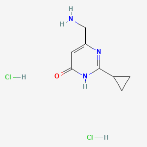 molecular formula C8H13Cl2N3O B2447790 6-(Aminomethyl)-2-cyclopropyl-3,4-dihydropyrimidin-4-one dihydrochloride CAS No. 2094499-25-7