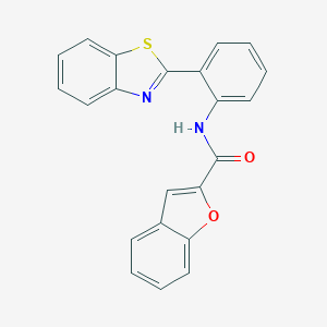 molecular formula C22H14N2O2S B244780 N-[2-(1,3-benzothiazol-2-yl)phenyl]-1-benzofuran-2-carboxamide 