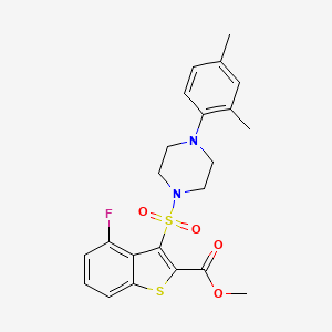 molecular formula C22H23FN2O4S2 B2447806 3-{[4-(2,4-二甲苯基)哌嗪-1-基]磺酰基}-4-氟-1-苯并噻吩-2-甲酸甲酯 CAS No. 941893-05-6
