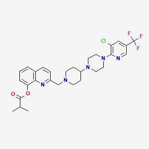 molecular formula C29H33ClF3N5O2 B2447810 2-[(4-{4-[3-氯-5-(三氟甲基)吡啶-2-基]哌嗪-1-基}哌啶-1-基)甲基]喹啉-8-基 2-甲基丙酸酯 CAS No. 2097936-57-5