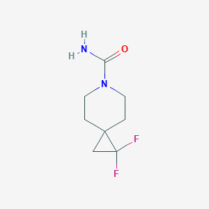 molecular formula C8H12F2N2O B2447822 FC1(CC11Ccn(CC1)C(=O)N)F CAS No. 2029345-09-1
