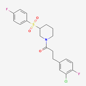 molecular formula C20H20ClF2NO3S B2447825 3-(3-Chloro-4-fluorophenyl)-1-(3-((4-fluorophenyl)sulfonyl)piperidin-1-yl)propan-1-one CAS No. 1797629-18-5