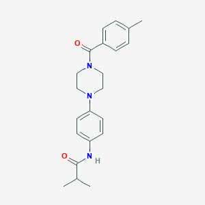 molecular formula C22H27N3O2 B244783 2-Methyl-N-{4-[4-(4-methylbenzoyl)piperazin-1-YL]phenyl}propanamide 