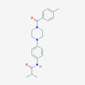 molecular formula C22H27N3O2 B244783 2-methyl-N-[4-[4-(4-methylbenzoyl)piperazin-1-yl]phenyl]propanamide 