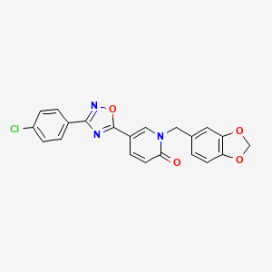 molecular formula C21H14ClN3O4 B2447845 1-(benzo[d][1,3]dioxol-5-ylmethyl)-5-(3-(4-chlorophenyl)-1,2,4-oxadiazol-5-yl)pyridin-2(1H)-one CAS No. 1251694-97-9