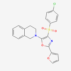 molecular formula C22H17ClN2O4S B2447851 4-((4-chlorophenyl)sulfonyl)-5-(3,4-dihydroisoquinolin-2(1H)-yl)-2-(furan-2-yl)oxazole CAS No. 862794-94-3