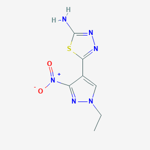 molecular formula C7H8N6O2S B2447864 5-(1-Ethyl-3-nitropyrazol-4-yl)-1,3,4-thiadiazol-2-amine CAS No. 1946812-91-4