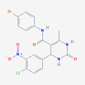 molecular formula C18H14BrClN4O4 B2447875 N-(4-溴苯基)-4-(4-氯-3-硝基苯基)-6-甲基-2-氧代-1,2,3,4-四氢嘧啶-5-甲酰胺 CAS No. 729581-79-7