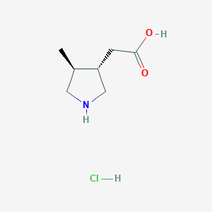 molecular formula C7H14ClNO2 B2447879 2-((3S,4S)-4-Methylpyrrolidin-3-yl)acetic acid hydrochloride CAS No. 2126143-15-3