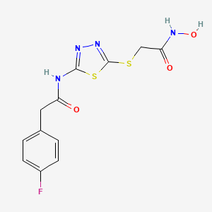 2-(4-fluorophenyl)-N-(5-((2-(hydroxyamino)-2-oxoethyl)thio)-1,3,4-thiadiazol-2-yl)acetamide