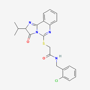 molecular formula C22H21ClN4O2S B2447911 N-(2-chlorobenzyl)-2-((2-isopropyl-3-oxo-2,3-dihydroimidazo[1,2-c]quinazolin-5-yl)thio)acetamide CAS No. 959489-60-2