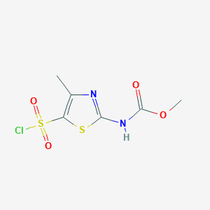 molecular formula C6H7ClN2O4S2 B2447932 N-[5-(氯磺酰基)-4-甲基-1,3-噻唑-2-基]甲基氨基甲酸甲酯 CAS No. 1602614-81-2