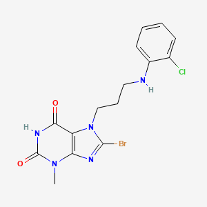 molecular formula C15H15BrClN5O2 B2447951 8-Bromo-7-[3-(2-chloroanilino)propyl]-3-methylpurine-2,6-dione CAS No. 1798530-81-0