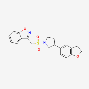 molecular formula C20H20N2O4S B2447959 3-({[3-(2,3-Dihydro-1-benzofuran-5-yl)pyrrolidin-1-yl]sulfonyl}methyl)-1,2-benzoxazole CAS No. 2097918-54-0