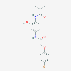 molecular formula C19H21BrN2O4 B244797 N-(4-{[(4-bromophenoxy)acetyl]amino}-2-methoxyphenyl)-2-methylpropanamide 