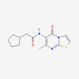 molecular formula C14H17N3O2S B2447970 2-cyclopentyl-N-(7-methyl-5-oxo-5H-thiazolo[3,2-a]pyrimidin-6-yl)acetamide CAS No. 946222-52-2