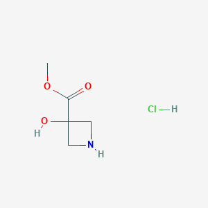 molecular formula C5H10ClNO3 B2447972 Methyl 3-hydroxyazetidine-3-carboxylate hydrochloride CAS No. 1884493-19-9