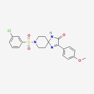 molecular formula C20H20ClN3O4S B2447975 8-((3-Chlorophenyl)sulfonyl)-3-(4-methoxyphenyl)-1,4,8-triazaspiro[4.5]dec-3-en-2-one CAS No. 1189508-30-2