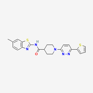 molecular formula C22H21N5OS2 B2447978 N-(6-methylbenzo[d]thiazol-2-yl)-1-(6-(thiophen-2-yl)pyridazin-3-yl)piperidine-4-carboxamide CAS No. 932318-54-2