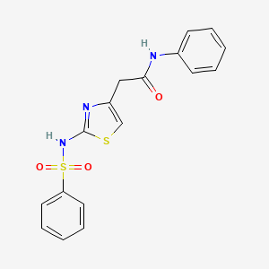 molecular formula C17H15N3O3S2 B2447979 N-phenyl-2-{(2Z)-2-[(phenylsulfonyl)imino]-2,3-dihydro-1,3-thiazol-4-yl}acetamide CAS No. 922054-79-3
