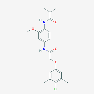 molecular formula C21H25ClN2O4 B244798 N-(4-{[(4-chloro-3,5-dimethylphenoxy)acetyl]amino}-2-methoxyphenyl)-2-methylpropanamide 