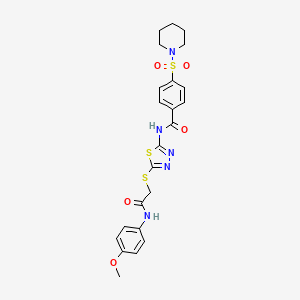 N-(5-((2-((4-methoxyphenyl)amino)-2-oxoethyl)thio)-1,3,4-thiadiazol-2-yl)-4-(piperidin-1-ylsulfonyl)benzamide
