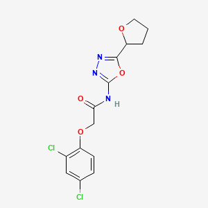 molecular formula C14H13Cl2N3O4 B2447986 2-(2,4-dichlorophenoxy)-N-(5-(tetrahydrofuran-2-yl)-1,3,4-oxadiazol-2-yl)acetamide CAS No. 921586-18-7
