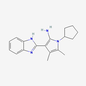 molecular formula C18H22N4 B2447995 3-(1H-benzimidazol-2-yl)-1-cyclopentyl-4,5-dimethyl-1H-pyrrol-2-amine CAS No. 929828-76-2