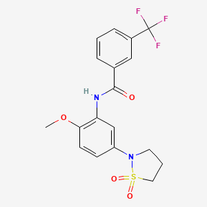 molecular formula C18H17F3N2O4S B2448006 N-(5-(1,1-dioxidoisothiazolidin-2-yl)-2-methoxyphenyl)-3-(trifluoromethyl)benzamide CAS No. 941949-10-6