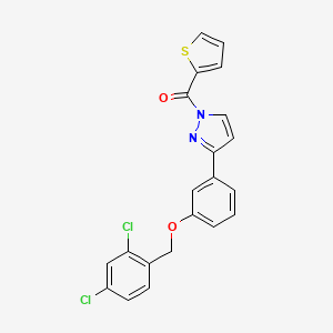 molecular formula C21H14Cl2N2O2S B2448017 (3-{3-[(2,4-dichlorobenzyl)oxy]phenyl}-1H-pyrazol-1-yl)(2-thienyl)methanone CAS No. 477712-63-3
