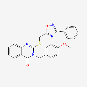 molecular formula C25H20N4O3S B2448033 3-(4-methoxybenzyl)-2-(((3-phenyl-1,2,4-oxadiazol-5-yl)methyl)thio)quinazolin-4(3H)-one CAS No. 2034546-85-3