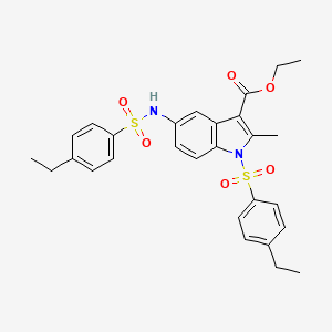 molecular formula C28H30N2O6S2 B2448034 5-(4-エチルベンゼンスルホンアミド)-1-(4-エチルベンゼンスルホニル)-2-メチル-1H-インドール-3-カルボン酸エチル CAS No. 441292-37-1