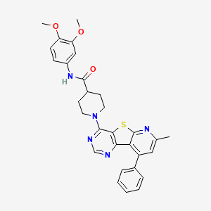 molecular formula C30H29N5O3S B2448038 N-(3,4-dimethoxyphenyl)-1-(7-methyl-9-phenylpyrido[3',2':4,5]thieno[3,2-d]pyrimidin-4-yl)piperidine-4-carboxamide CAS No. 1112384-24-3