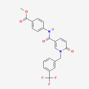 molecular formula C22H17F3N2O4 B2448047 Methyl 4-(6-oxo-1-(3-(trifluoromethyl)benzyl)-1,6-dihydropyridine-3-carboxamido)benzoate CAS No. 1005295-08-8