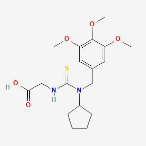 2-[[Cyclopentyl-[(3,4,5-trimethoxyphenyl)methyl]-carbamothioyl]amino]acetic acid