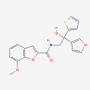 N-(2-(furan-3-yl)-2-hydroxy-2-(thiophen-2-yl)ethyl)-7-methoxybenzofuran-2-carboxamide