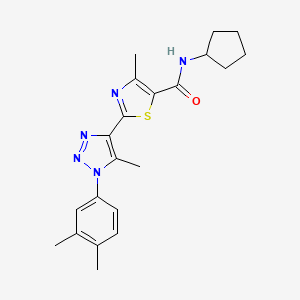 molecular formula C21H25N5OS B2448075 N-cyclopentyl-2-(1-(3,4-dimethylphenyl)-5-methyl-1H-1,2,3-triazol-4-yl)-4-methylthiazole-5-carboxamide CAS No. 1226440-81-8