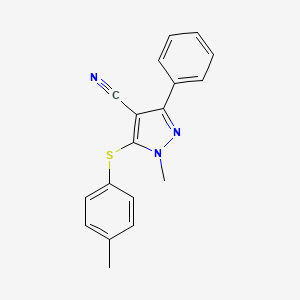 1-methyl-5-[(4-methylphenyl)sulfanyl]-3-phenyl-1H-pyrazole-4-carbonitrile