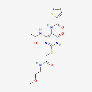 N-(4-acetamido-2-((2-((2-methoxyethyl)amino)-2-oxoethyl)thio)-6-oxo-1,6-dihydropyrimidin-5-yl)thiophene-2-carboxamide