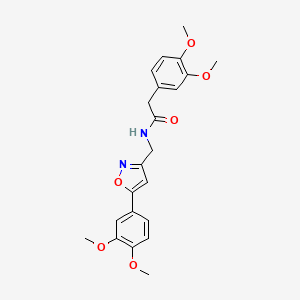 molecular formula C22H24N2O6 B2448116 2-(3,4-dimethoxyphenyl)-N-((5-(3,4-dimethoxyphenyl)isoxazol-3-yl)methyl)acetamide CAS No. 952970-61-5
